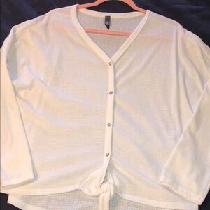 Alya white button down Knit Top nwot